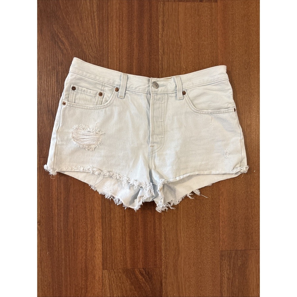 Levi's 501 Women's Blue Light Wash‎ Denim Cut-Off Shorts Size 28 Regular